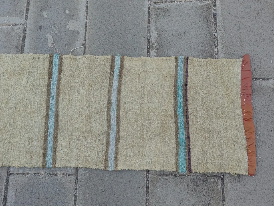 Vintage Moroccan Shag Runner 2x8 ft | Tribal Cream Wool Hallway Rug - Image 4 of 4