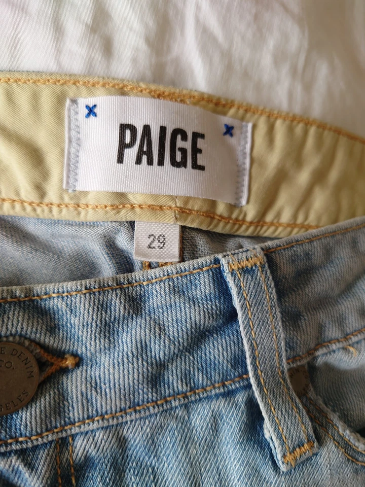 PAIGE Short en Jean Femme Bleu Effet Vieilli (EU 38, INT M, W29) - Photo 3/4