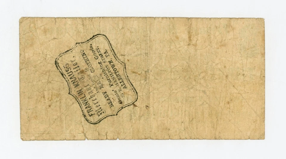 1863 3c Franklin Knauss - PENNSYLVANIA Merchant Scrip at Dimes Saving Inst. - Image 2 of 3