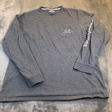 Vineyard Vines Long Sleeve Pocket T Shirt Gray Whale Logo Men's Large
