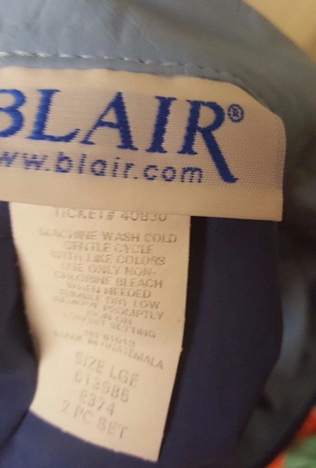 Blair 女式夹克外套 L 码大号蓝色米色花卉 — 第 2/3 张图片