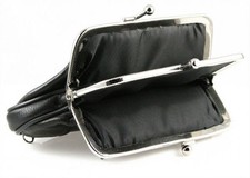 Black Genuine Leather Women's Large Coin Purse Change Holder U.S SELLER
