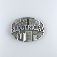 Antique Silver Electrician Trades Tradesman Belt Buckle also Stock in the US