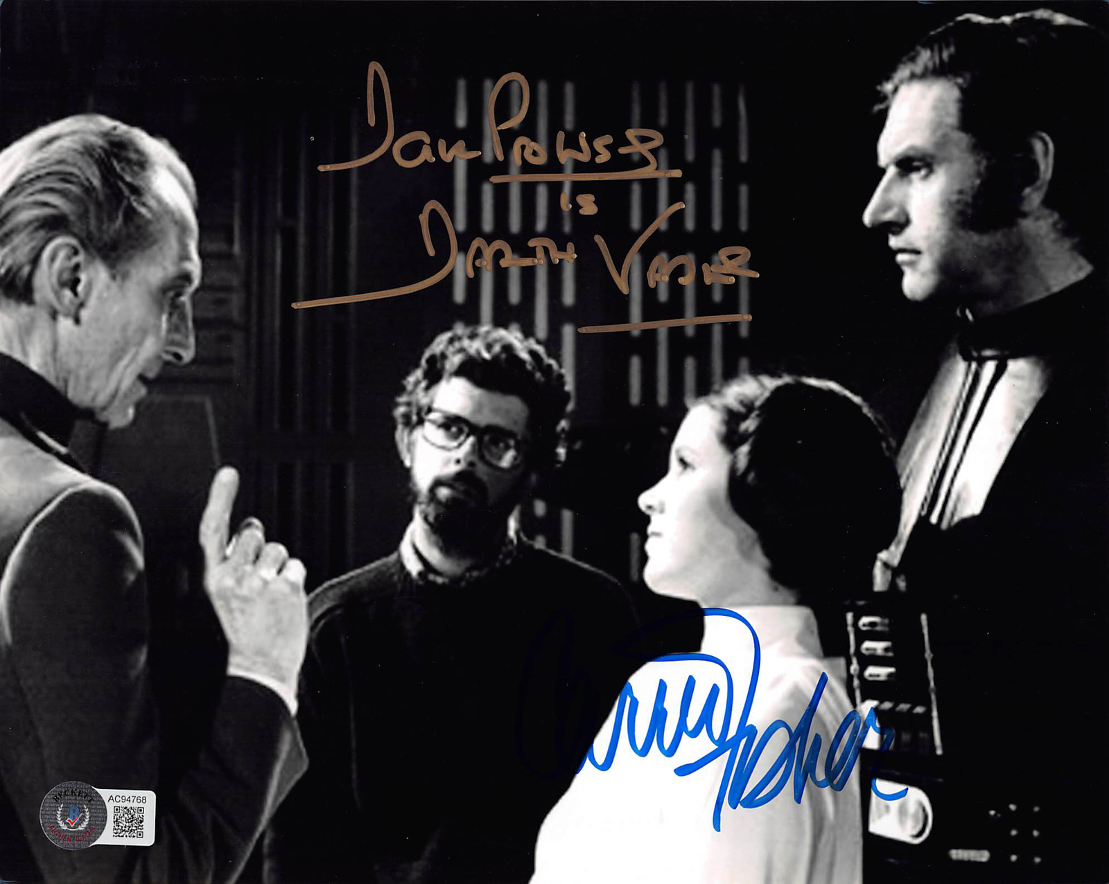 Carrie Fisher Autographed Signed & David Prowse Star Wars 8X10 Photo Auto 10 Beckett 