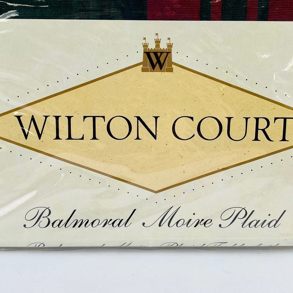 Wilton Court Balmoral Moire Plaid Tablecloth 52" x 70" Red Green Christmas - Image 2 of 4