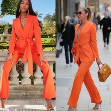 Women's Suits Peak Lapel Double Breasted 2 Pcs Business Casual Outfits