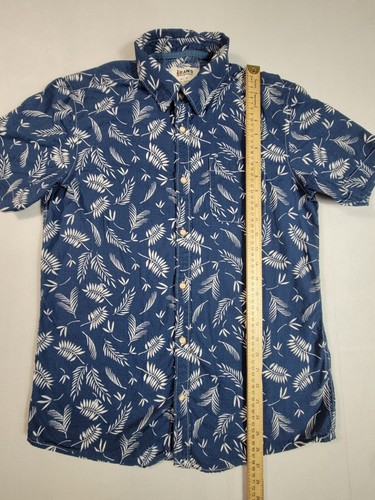 I Jeans by Buffalo Floral Print Button Down Shirt Short Sleeve Mens Medium Blue - Picture 5 of 6