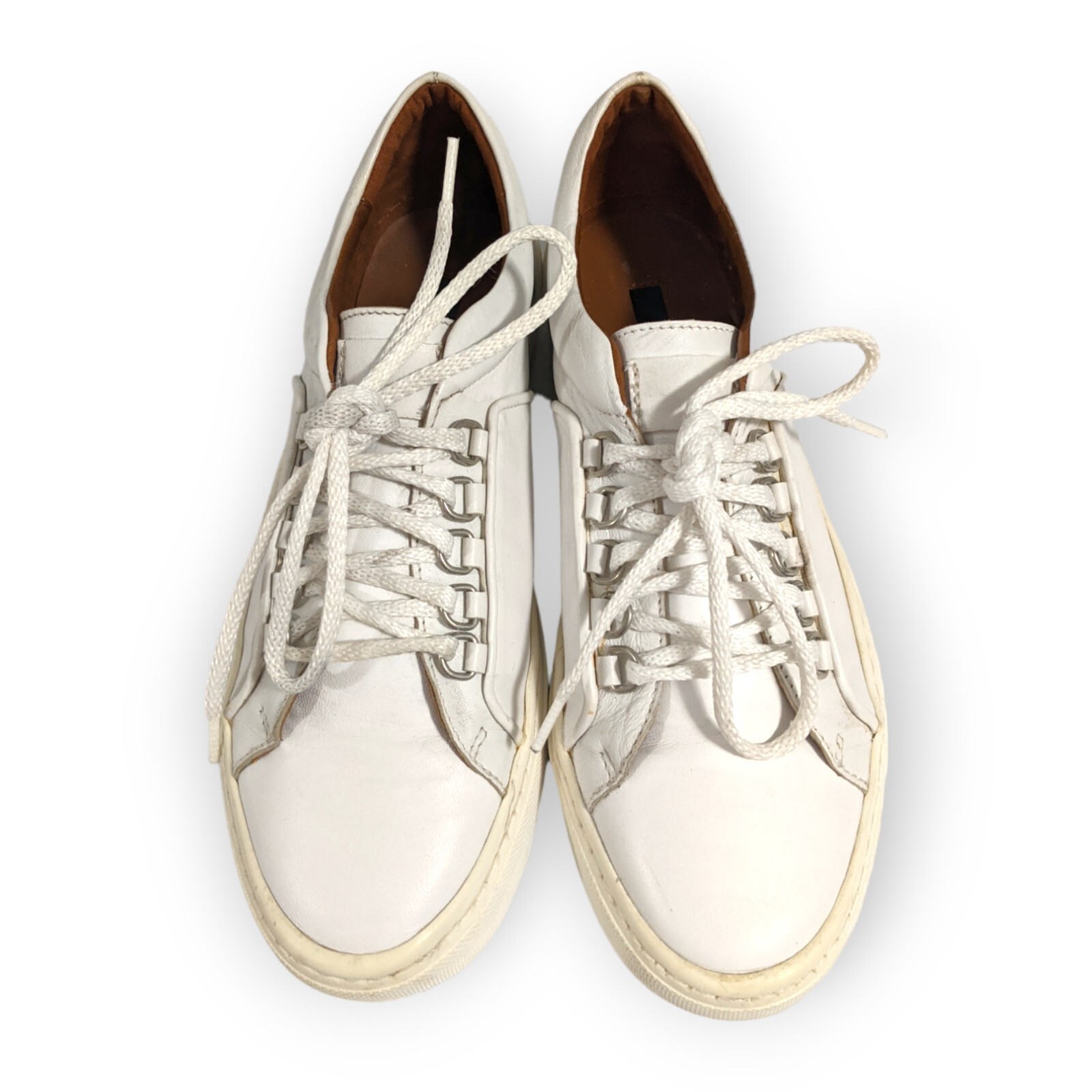 Zara Basic Collection White Lace Up Sneakers, 7.5 - image 4