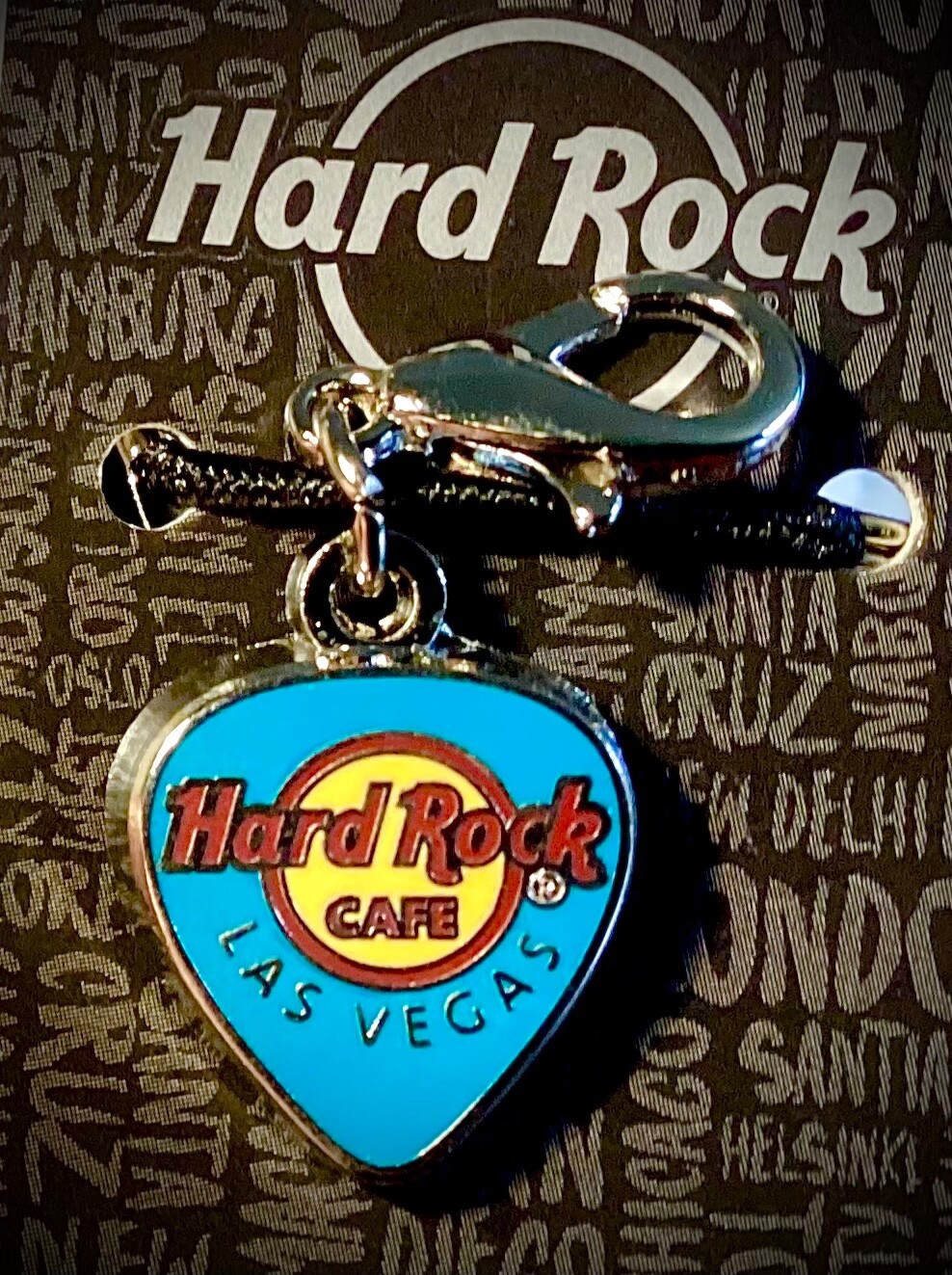 HARD ROCK CAFE LAS VEGAS GUITAR PICK LOGO CHARM WITH HOOK