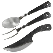 HAND-FORGED BLACKSMITH MEDIEVAL DINING HALL EATING/FEASTING UTENSILS CUTLERY SE