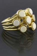 Royal WHITE Genuine BALTIC AMBER Gold Plated Silver Adjustable Ring 4.8 190328-2