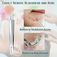 Blackhead Remover Tweezers Acne Pimple Blemish Extractor Curved Needle Clip Tool