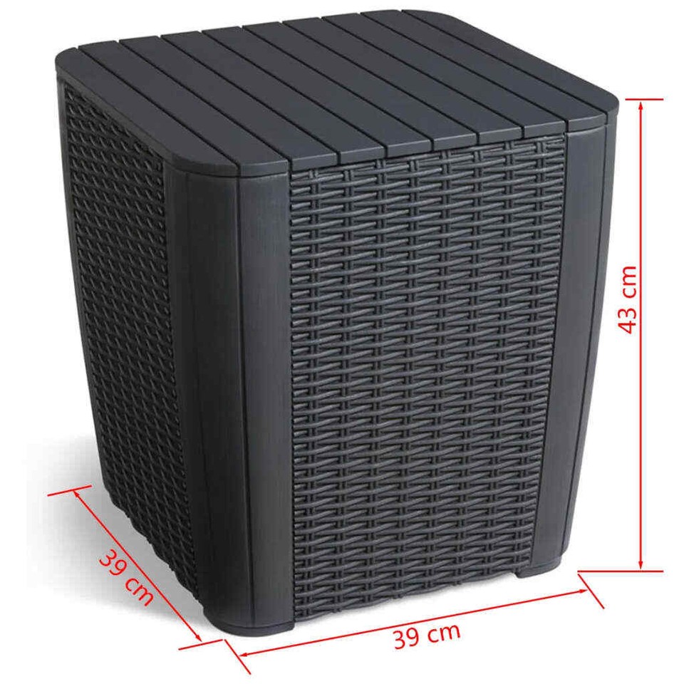 Keter Garden Side Table Luzon Round Wicker Graphite eBay