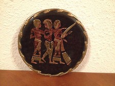 Vintage Egyptian Revival Style Plate / Wall Plaque Brass & Copper Musicians Dec.