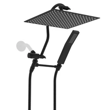 12'' High Pressure Rainfall Shower Head Combo with Handheld Shower Wand Black