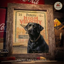 Vintage Peters Shotgun Shell Box Art Print Black Lab Dog Duck Hunting Decor Gift