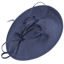 Womens Navy Blue Kentucky Derby Sinamay Fascinator Church Racing Headpiece T444