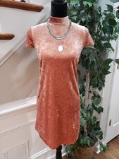 Madewell Crushed Velvet Mockneck Dress Orange Cream Size Small 