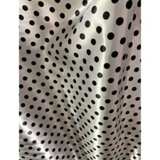 White with Black 1/2" Polka Dots - Faux Silk Polyester Charmeuse Satin Fabric