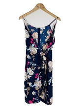 Sienna Sky Size L 12 14 Dress Blue Navy Floral Print Wrap Side Tie