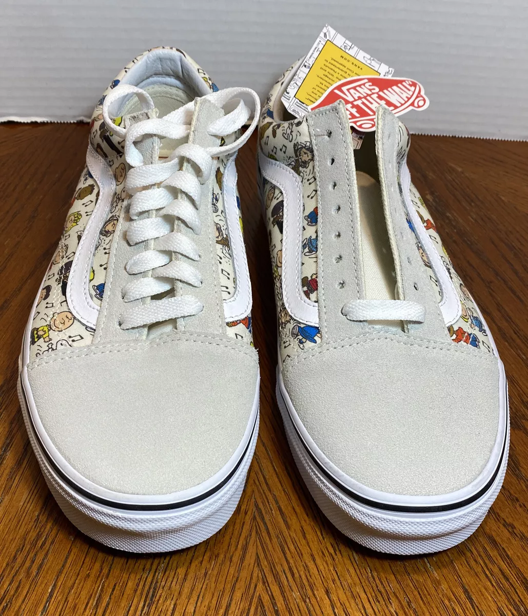 Perca No de moda Irregularidades Vans Peanuts Snoopy Old Skool White Cream Suede Men's 6.5 Women's 8 Canvas  | eBay