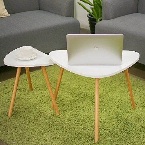 Modern Side Table Coffee End Tables Nesting Decor Home and Office Set of 2 White - Picture 5 of 7