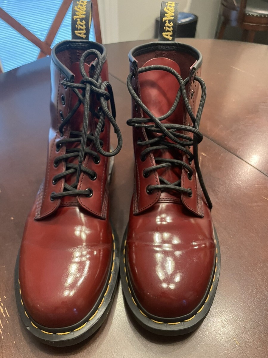 DR. MARTENS 1460 Men's CHERRY RED 8 EYE SMOOTH LEATHER LACE UP