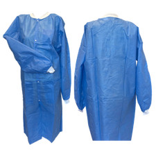 Disposable Medical Lab Coat Gown Blue, Knee Length with 3 Pockets 10pcs/bag 