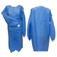 Disposable Medical Lab Coat Gown Blue, Knee Length with 3 Pockets (10pcs/bag)