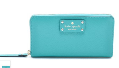 Kate Spade Mint Mojito Wellesley Neda Turquoise Teal Large Leather Zip Around Wa