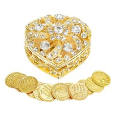 Wedding Arras Coins Set 13 Gold Virgen Guadalupe Coins Heart Box Ceremony