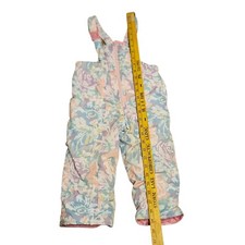 Toddler Girl Vtg Floral Snow Bibs Pants Size 2 80s 90s Pastel Retro