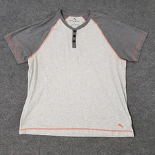 tommy bahama henley shirt mens large short sleeve waist embroidered logo