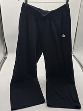 Adidas Black Fleece Sweatpants Women's Large Wide Leg Drawstring Lounge Pants