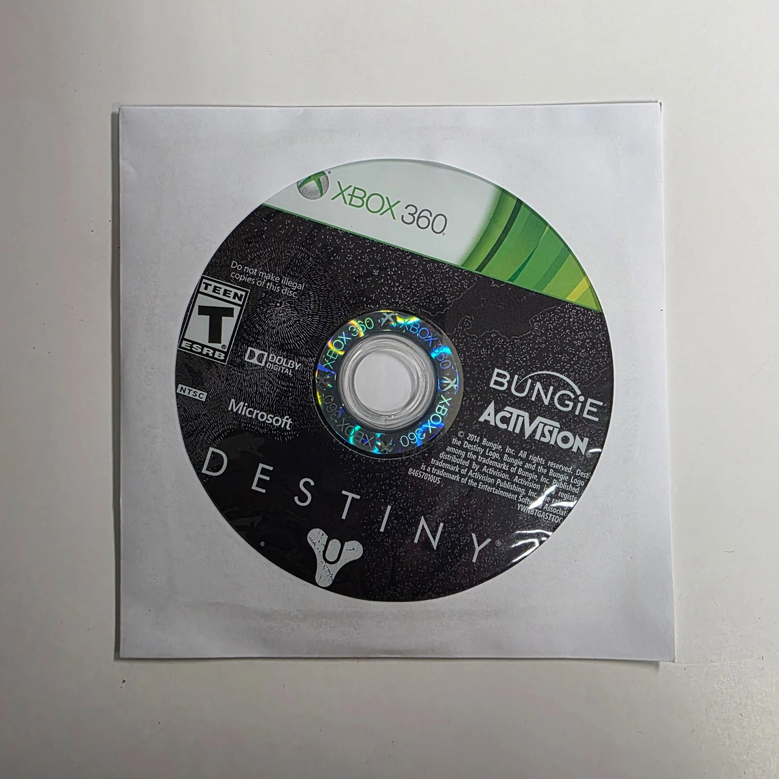 Destiny (Microsoft Xbox 360, 2014) DISC ONLY