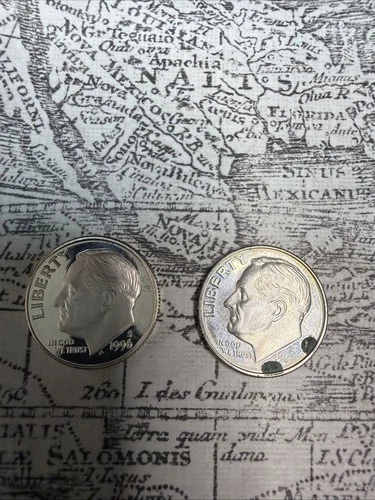 Lot Of 2 - 90% Silver Modern Proof Dimes Roosevelt S Mint 1996, 1999 - RD4