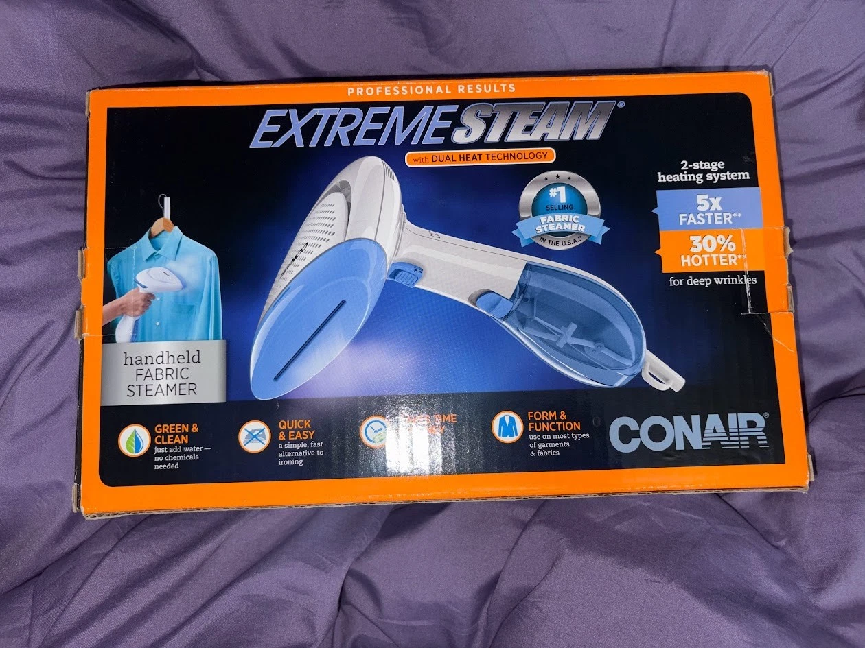 2017 CONAIR GS25N Extreme 2-STAGE Dual Heat FABRIC STEAMER Hand COMPLETE Works!