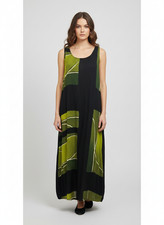 Womens Plus size Curve Bubble Dress Abstract Print Pocket Maxi Free Size - P7
