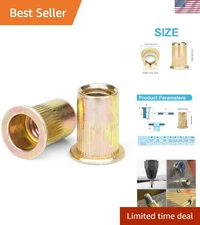 Rivet Nuts 100 Pieces 1/4"-20 Rivet Nut, Carbon, Steel Flat Head Rivnut, Threade