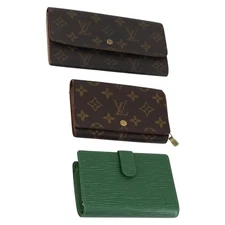 LOUIS VUITTON Monogram Epi Wallet 3 Set Green LV Auth 150210