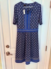 Talbots Dress SZ M Print Blue NWT smoke & odor free home