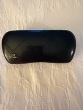 CHANEL Black quilted sunglass case, empty box, and cleaning cloth