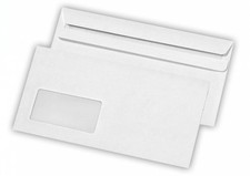 Briefumschl&auml;ge DIN Lang Umschlag Brief selbst klebend mit Fenster 110x220mm Wei&szlig;