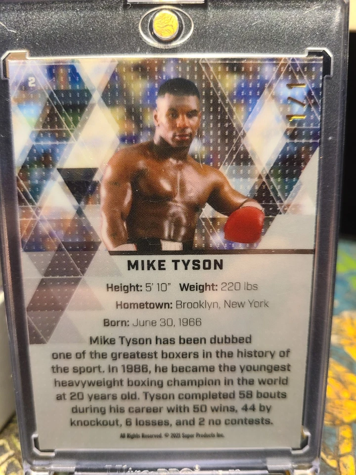 2021 Super Glow Sports 1st gen Mike Tyson 1/1 Silver Superfractor - Image 2 of 4