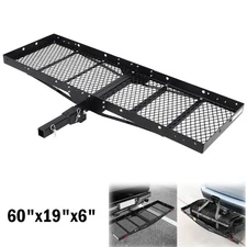 750 lb Cargo Carrier Hitch Mount Cargo Basket Foldable Luggage Rack 60"x19"x6"