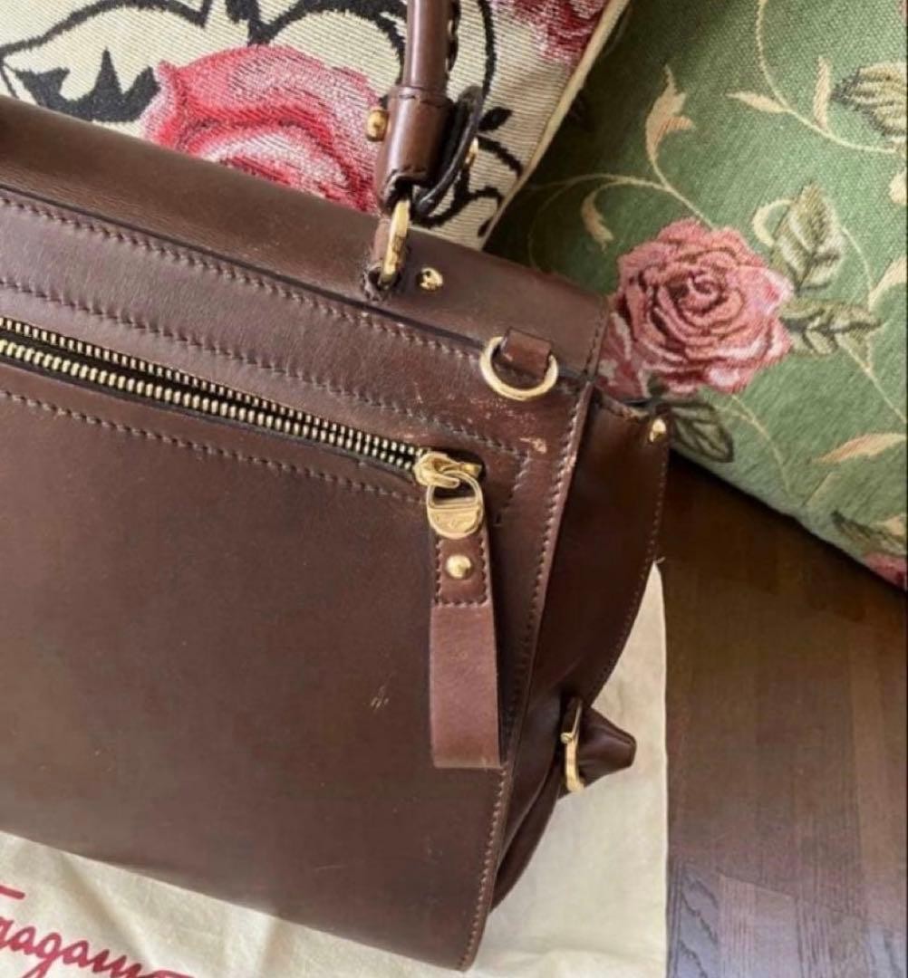 Salvatore Ferragamo Sofia 2way Handbag Shoulder Bag Brown image 10