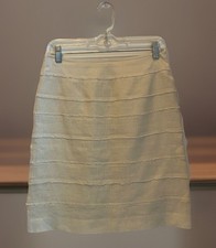 Talbots Women  s Beige Linen Raw Edge Seams Pencil Skirt Size 4 Petite