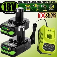 2PACK 2.0Ah For RYOBI 18V Battery /Charger Plus High Capacity P109 Lithium