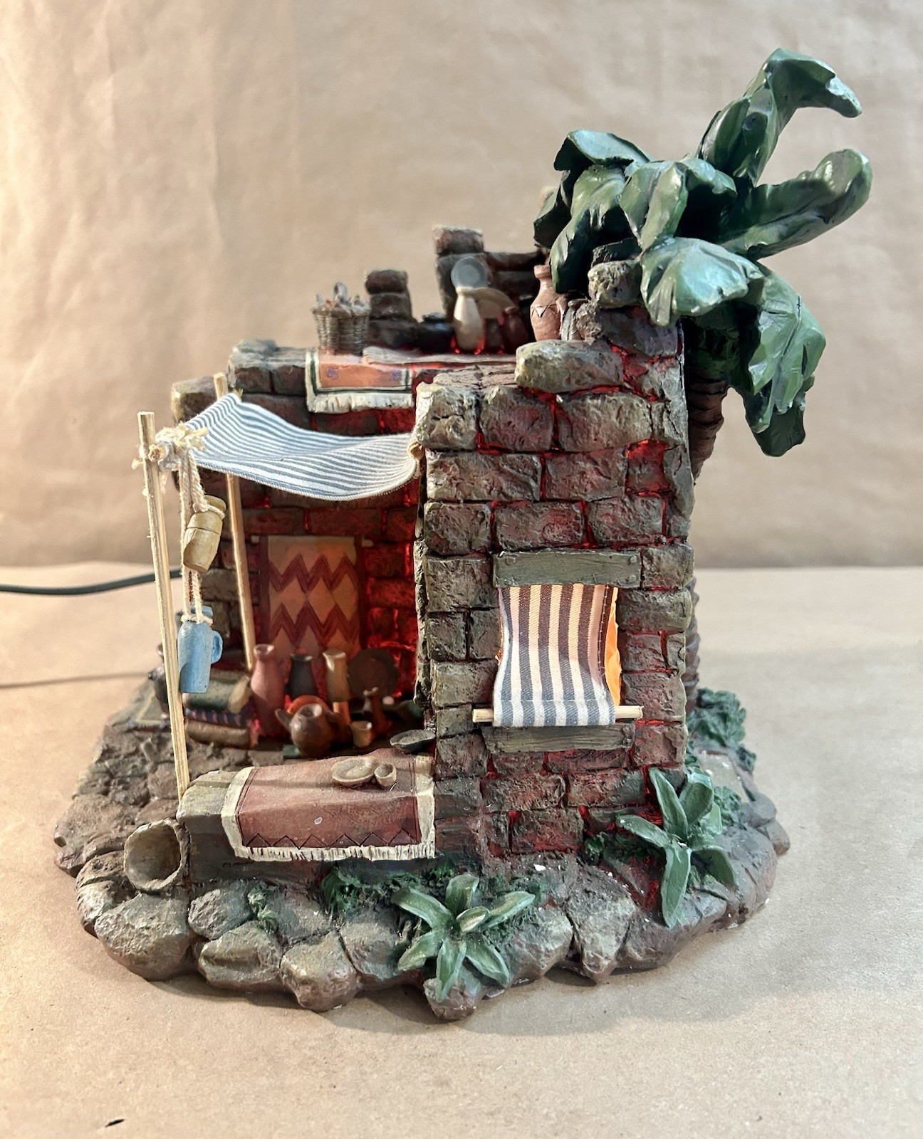 Vintage Fontanini Nativity Village Pottery Shop-Lighted- 5” Scale #50256-1997