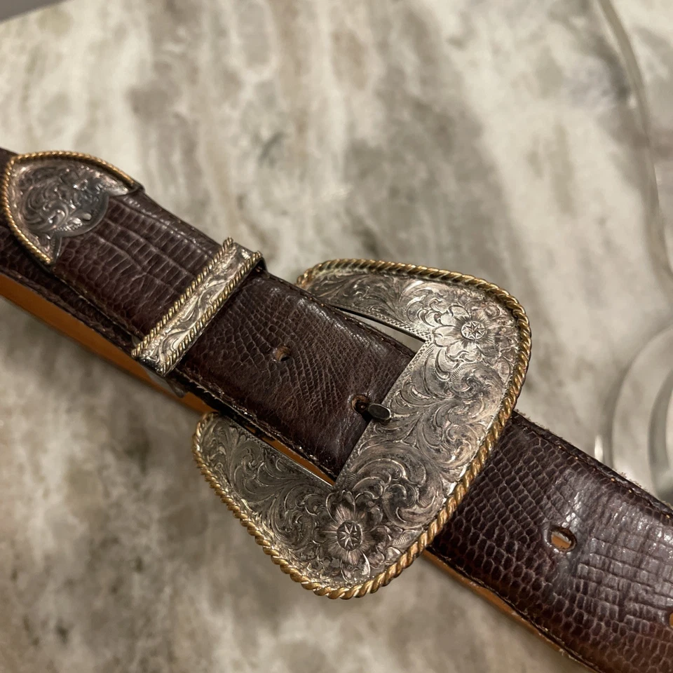 Cinturón occidental de cuero y hebilla de plata esterlina 30 AL BERES EE. UU. de colección para mujer Foto 4 de 4